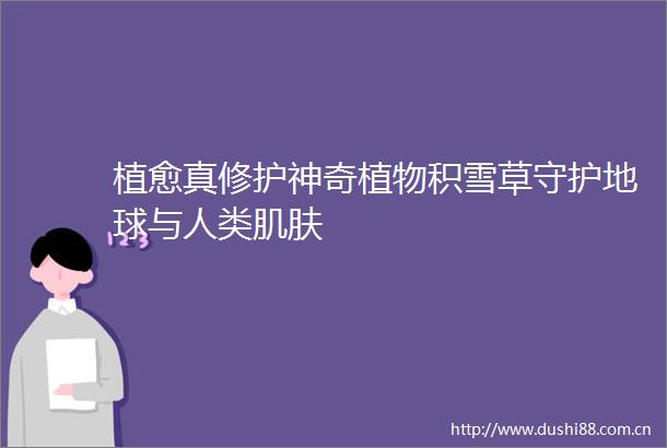 植愈真修护神奇植物积雪草守护地球与人类肌肤