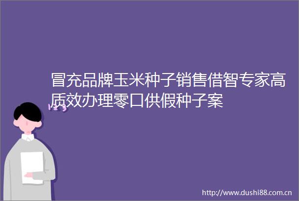 品牌玉米种子销售借智专家高质效办理零口供假种子案
