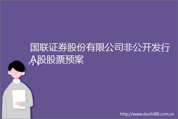 国联证券股份有限公司非公开发行A股股票预案