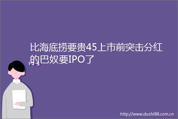 比海底捞要贵45上市前突击分红的巴奴要IPO了