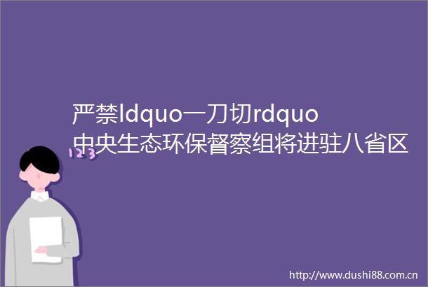 严禁ldquo一刀切rdquo中央生态环保督察组将进驻八省区
