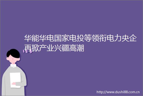 华能华电电投等领衔电力央企再掀产业兴疆高潮