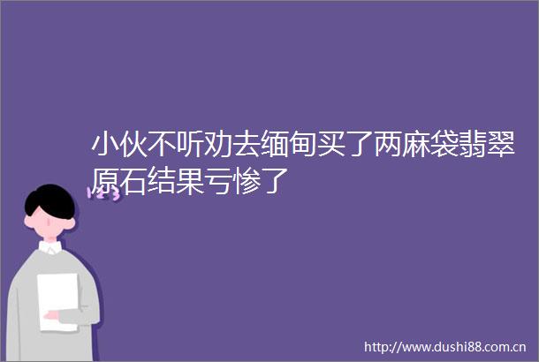 小伙不听劝去缅甸买了两麻袋翡翠原石结果亏惨了