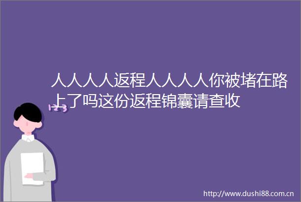 人人人人返程人人人人你被堵在路上了吗这份返程锦囊请查收