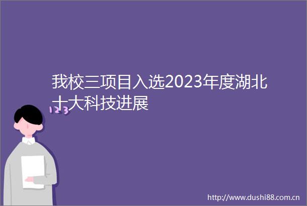我校三项目入选2023年度湖北十大科技进展