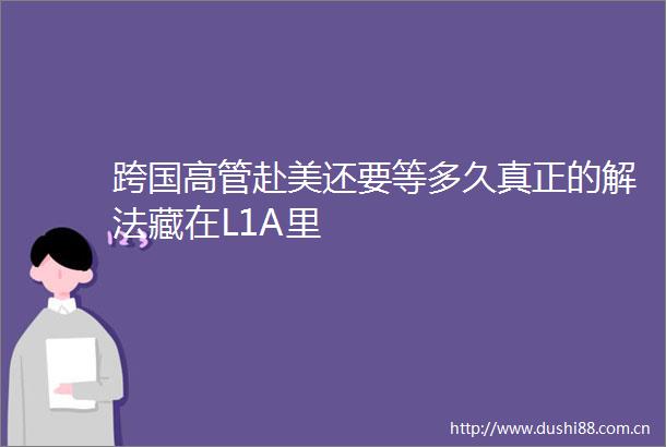 跨国高管赴美还要等多久真正的解法藏在L1A里
