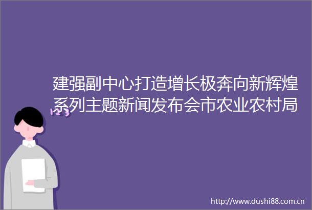 建强副中心打造增长极奔向新辉煌系列主题新闻发布会市农业农村局专场举行建设农业强市推进乡村振兴