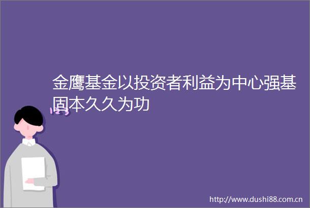 金鹰基金以投资者为中心强基固本久久为功