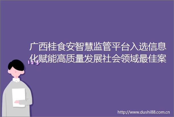 广西桂食安智慧监管平台入选信息化赋能高质量发展社会领域最佳案例