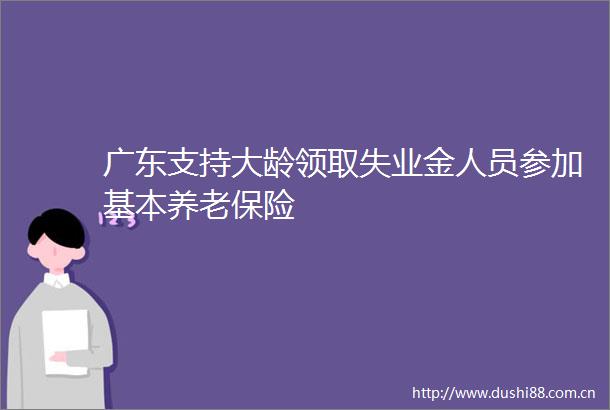 广东支持大龄领取失业金人员参加基本养老保险