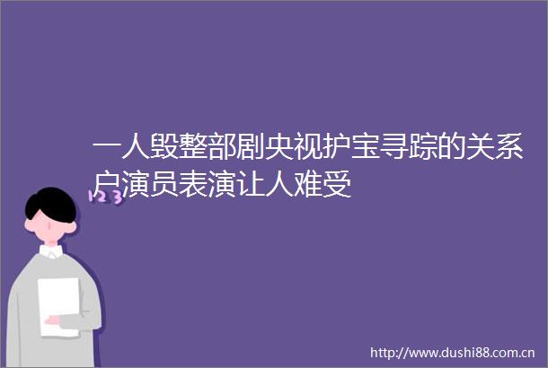 一人毁整部剧央视护宝寻踪的关系户演员表演让人难受