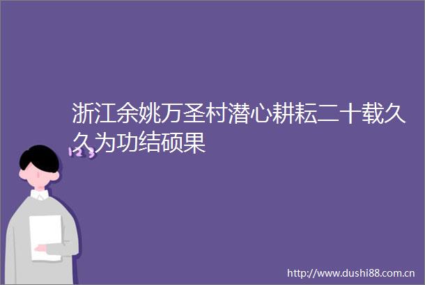 浙江余姚万圣村潜心耕耘二十载久久为功结硕果