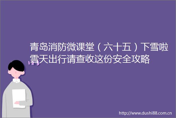 青岛消防微课堂（六十五）下雪啦雪天出行请查收这份安全攻略
