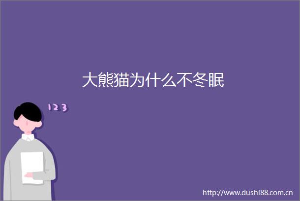 大熊猫为什么不冬眠