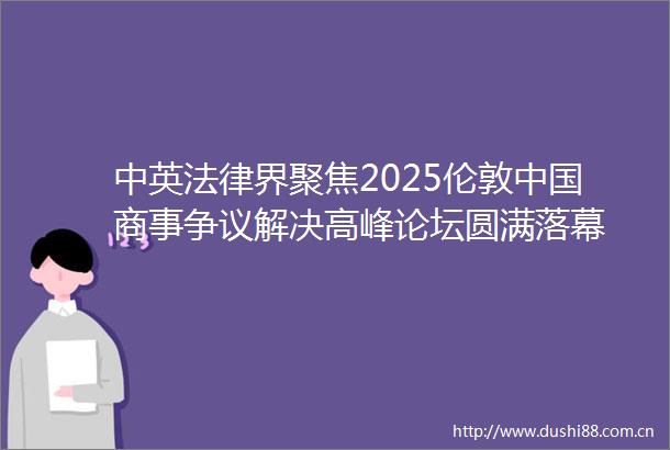 中英界聚焦2025伦敦商事争议解决高峰论坛圆满落幕