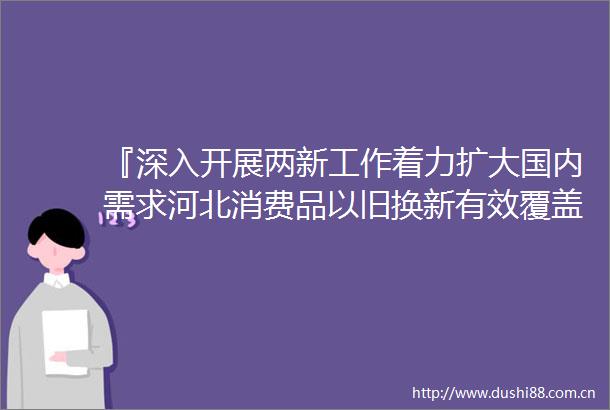 『深入开展两新工作着力扩大国内需求河北消费品以旧换新有效覆盖全省市县乡河北日报客户端』