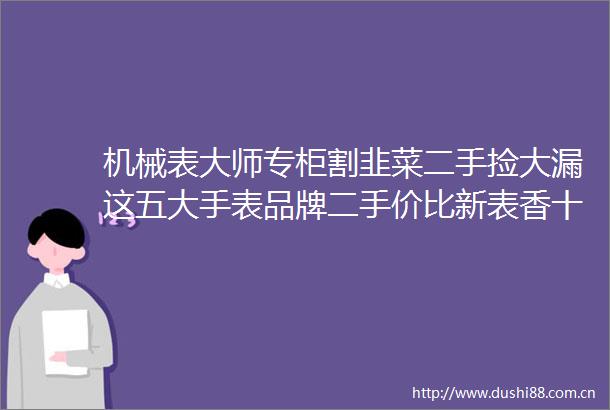 机械表大师专柜割韭菜二手捡大漏这五大手表品牌二手价比新表香十倍