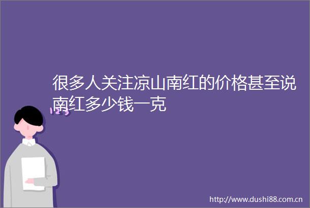很多人关注凉山南红的价格甚至说南红多少钱一克
