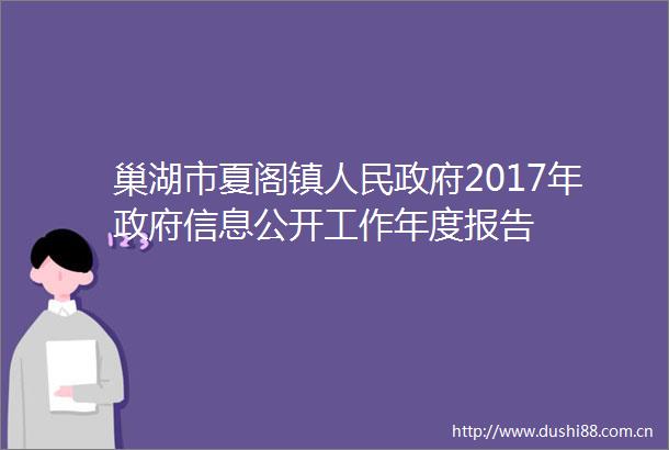 巢湖市夏阁镇2017年信息公开工作年度报告