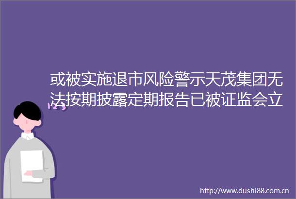 或被实施退市风险警示天茂集团无法按期披露定期报告已被证监会