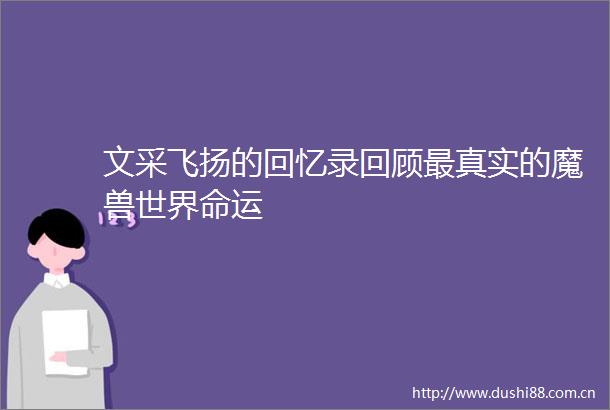 文采飞扬的回忆录回顾最真实的魔兽世界命运