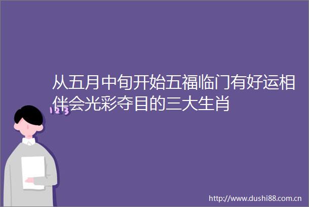 从五月中旬开始五福临门有好运相伴会光彩夺目的三大生肖