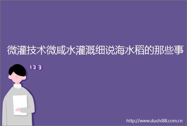 微灌技术微咸水灌溉细说海水稻的那些事
