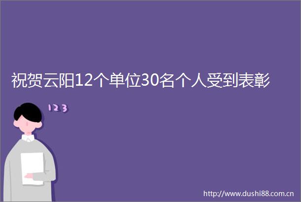 祝贺云阳12个单位30名个人受到表彰