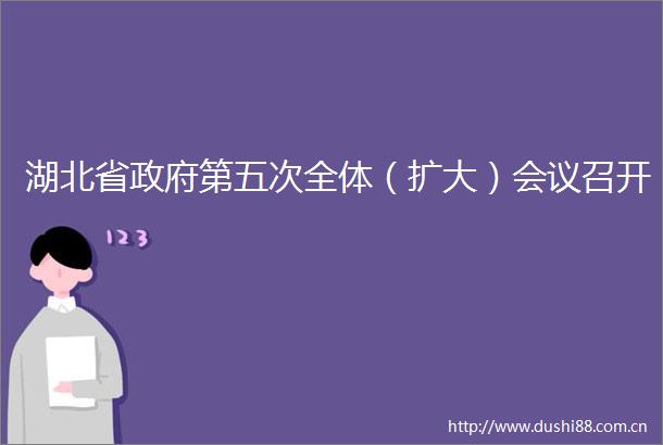 湖北省第五次全体（扩大）会议召开