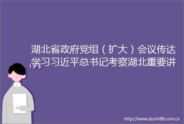 湖北省党组（扩大）会议传达学习总书记考察湖北重要讲话精神