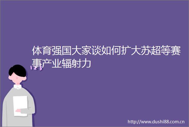 体育强国大家谈如何扩大苏超等赛事产业辐射力