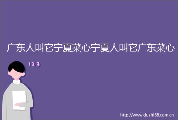 广东人叫它宁夏菜心宁夏人叫它广东菜心