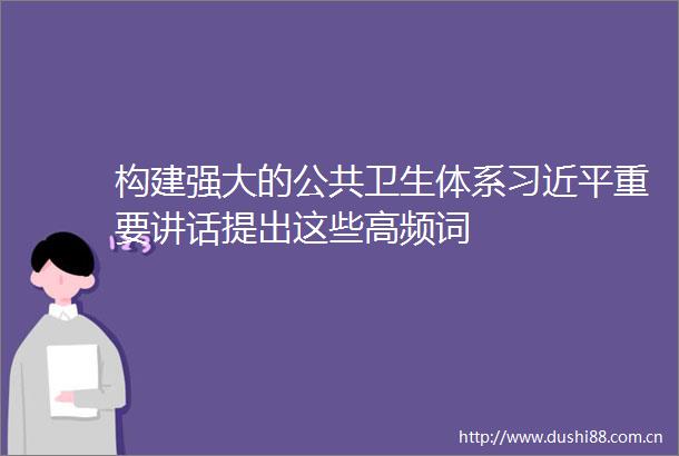 构建强大的公共卫生体系重要讲话提出这些高频词