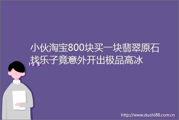 小伙淘宝800块买一块翡翠原石找乐子竟意外开出极品高冰