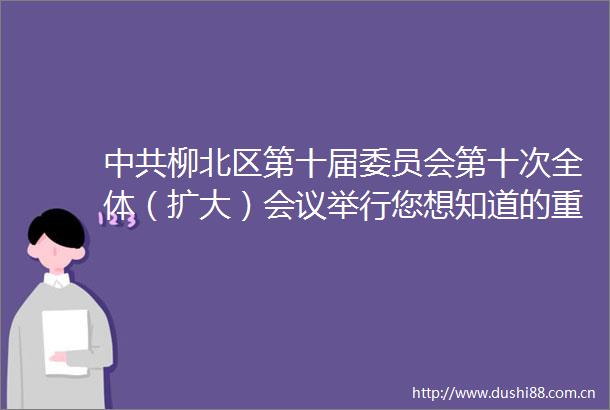 柳北区第十届委员会第十次全体（扩大）会议举行您想知道的重要信息来了