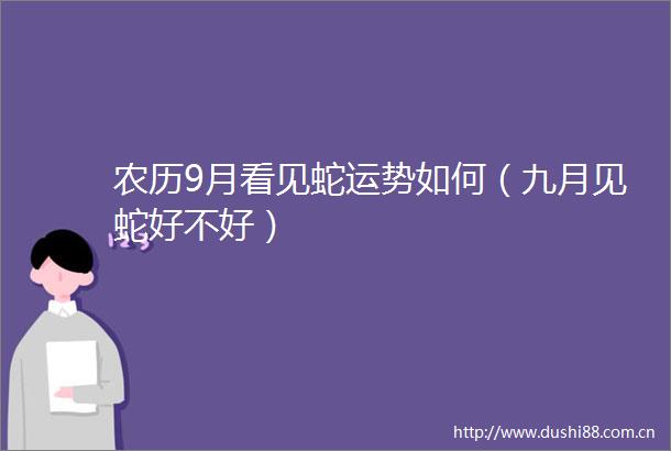 农历9月看见蛇运势如何（九月见蛇好不好）