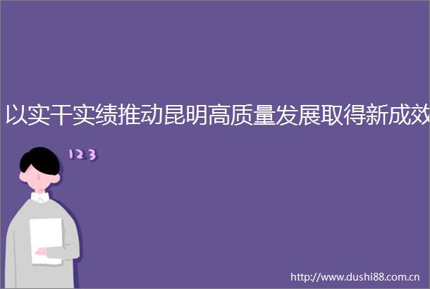 以实干实绩推动昆明高质量发展取得新成效
