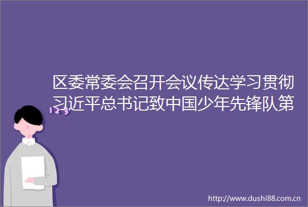 区委常委会召开会议传达学习贯彻总书记致少年先锋队第九次全国代表大会的贺信精神区委书记张革主持会议