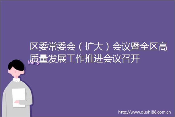 区委常委会（扩大）会议暨全区高质量发展工作推进会议召开