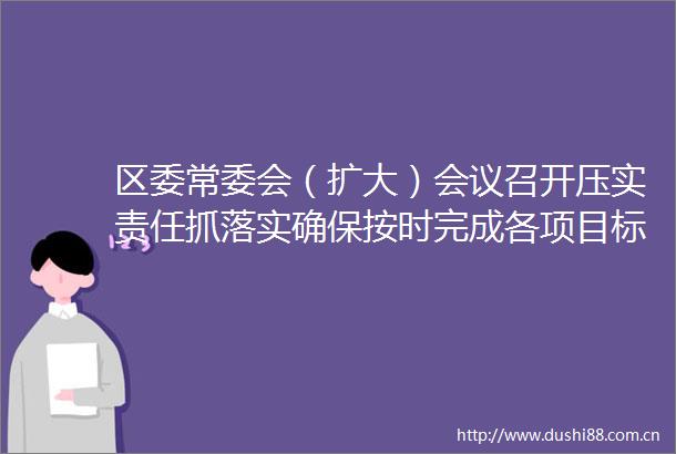 区委常委会（扩大）会议召开压实责任抓落实确保按时完成各项目标任务段利勇主持会议并讲话