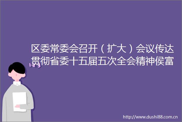 区委常委会召开（扩大）会议传达贯彻省委十五届五次全会精神侯富光主持并讲话孙丹燕传达