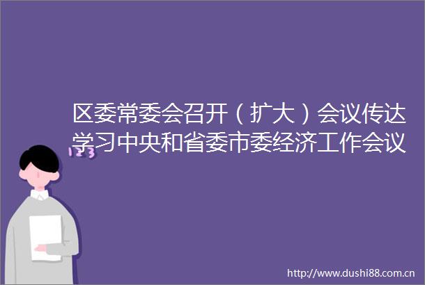 区委常委会召开（扩大）会议传达学习中央和省委市委经济工作会议精神研究部署我区贯彻落实措施
