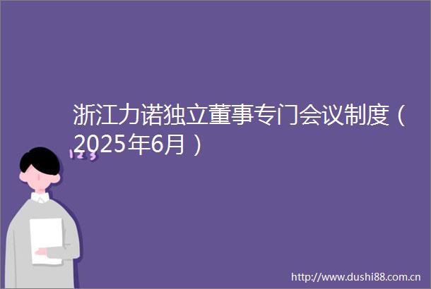 浙江力诺独立董事专门会议制度（2025年6月）