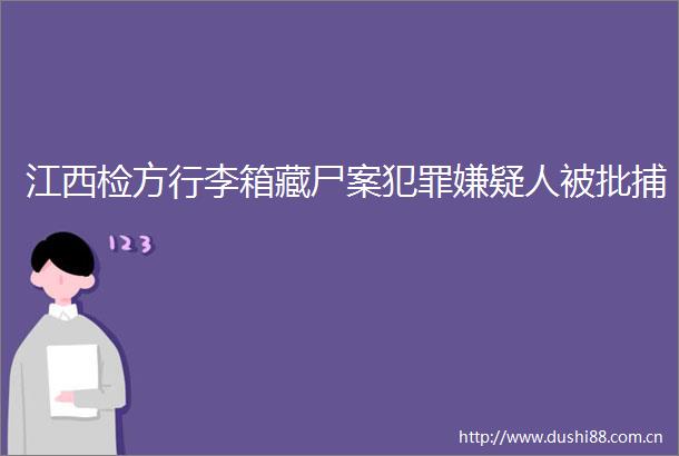 江西检方行李箱藏尸案嫌疑人被批捕