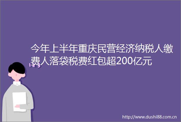 今年上半年重庆民营经济纳税人缴费人落袋税费红包超200亿元