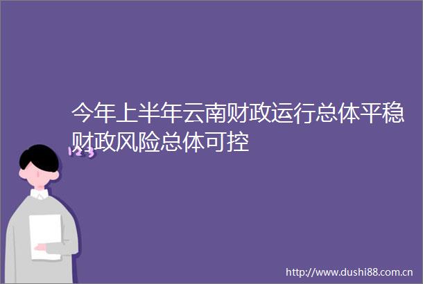 今年上半年云南财政运行总体平稳财政风险总体可控