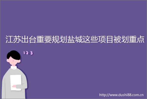 江苏出台重要规划盐城这些项目被划重点