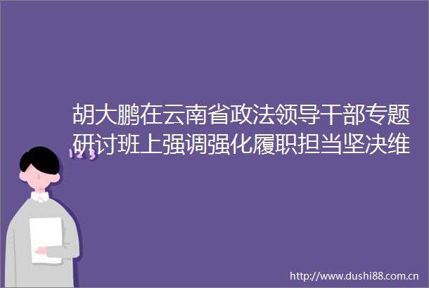 胡大鹏在云南省政法专题研讨班上强调强化履职担当坚决维护全省安全稳定