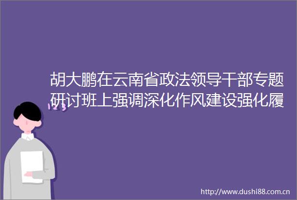 胡大鹏在云南省政法专题研讨班上强调深化作风建设强化履职担当坚决维护全省安全稳定大局
