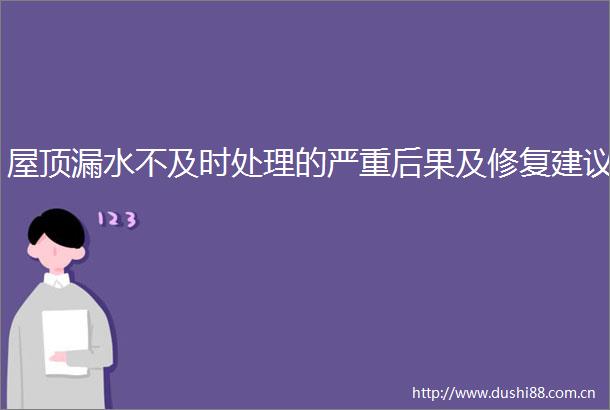 屋顶漏水不及时处理的严重后果及修复建议